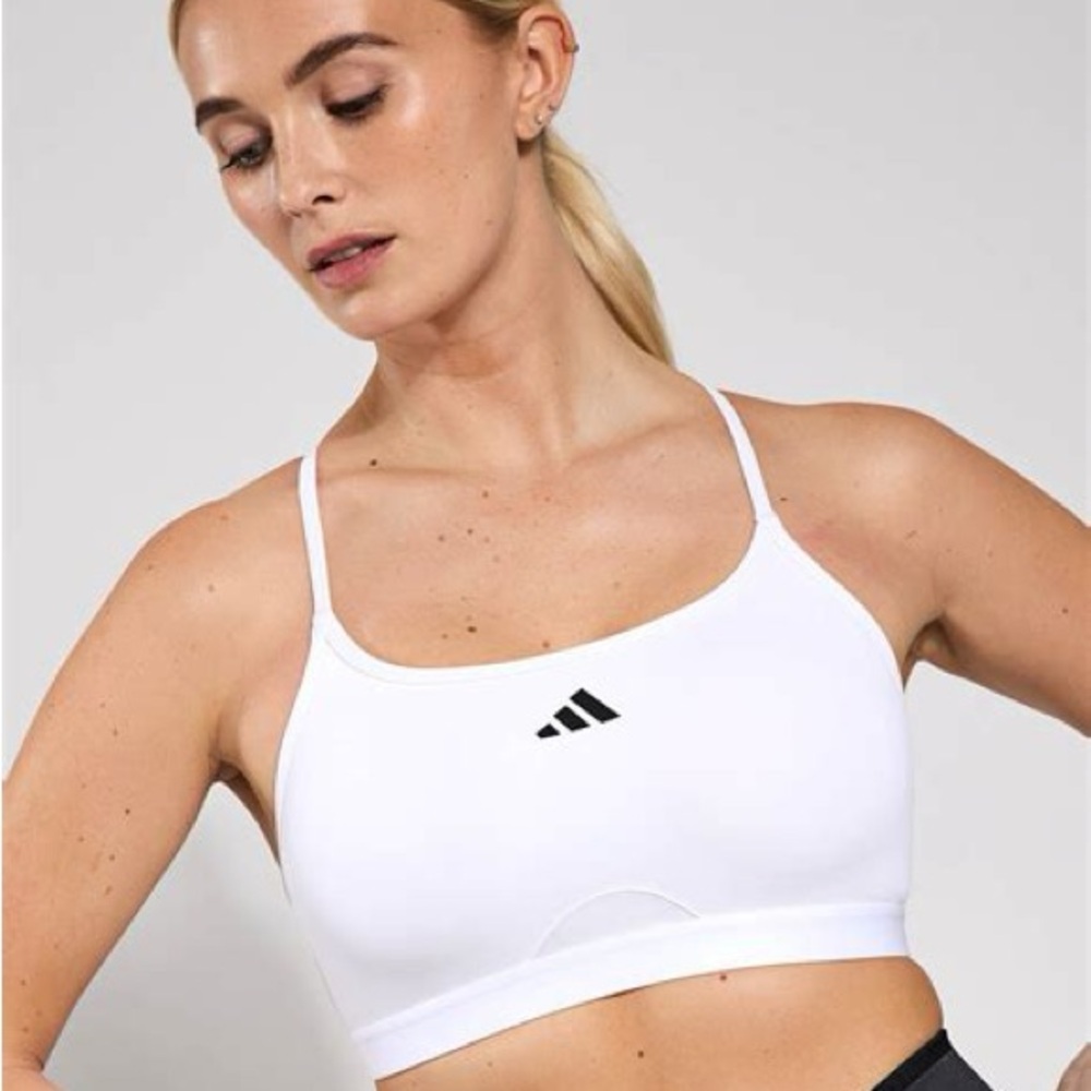 NWOT Adidas Aeroreact Training Light Support Sports Bra White Medium Brand New